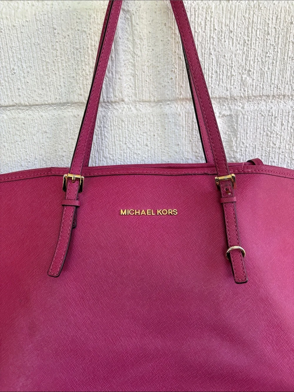 MICHAEL Michael Kors Leather Berry Saffiano Large Tote